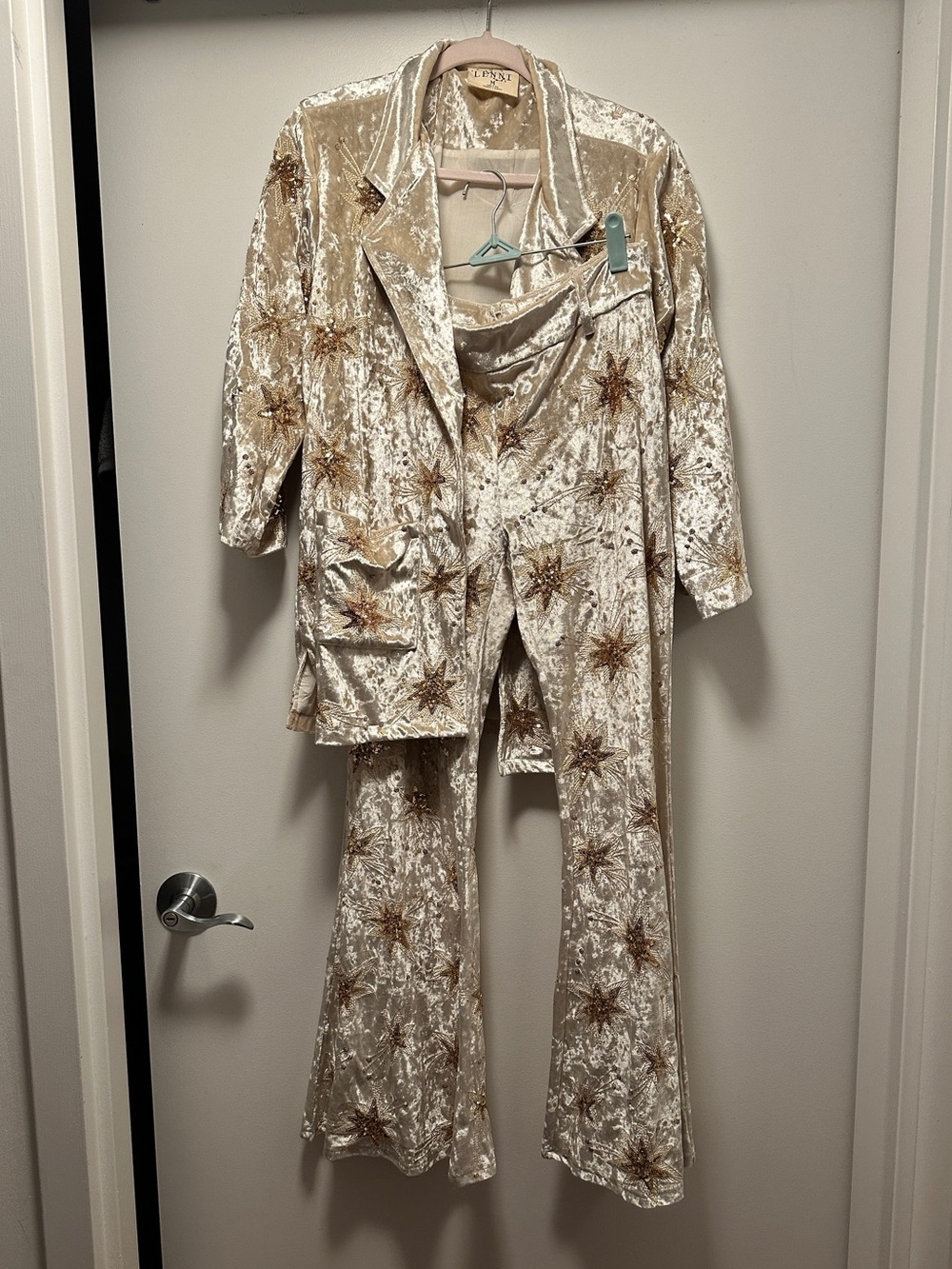 Lenni Crushed Velvet Embellished Two-Piece Set
